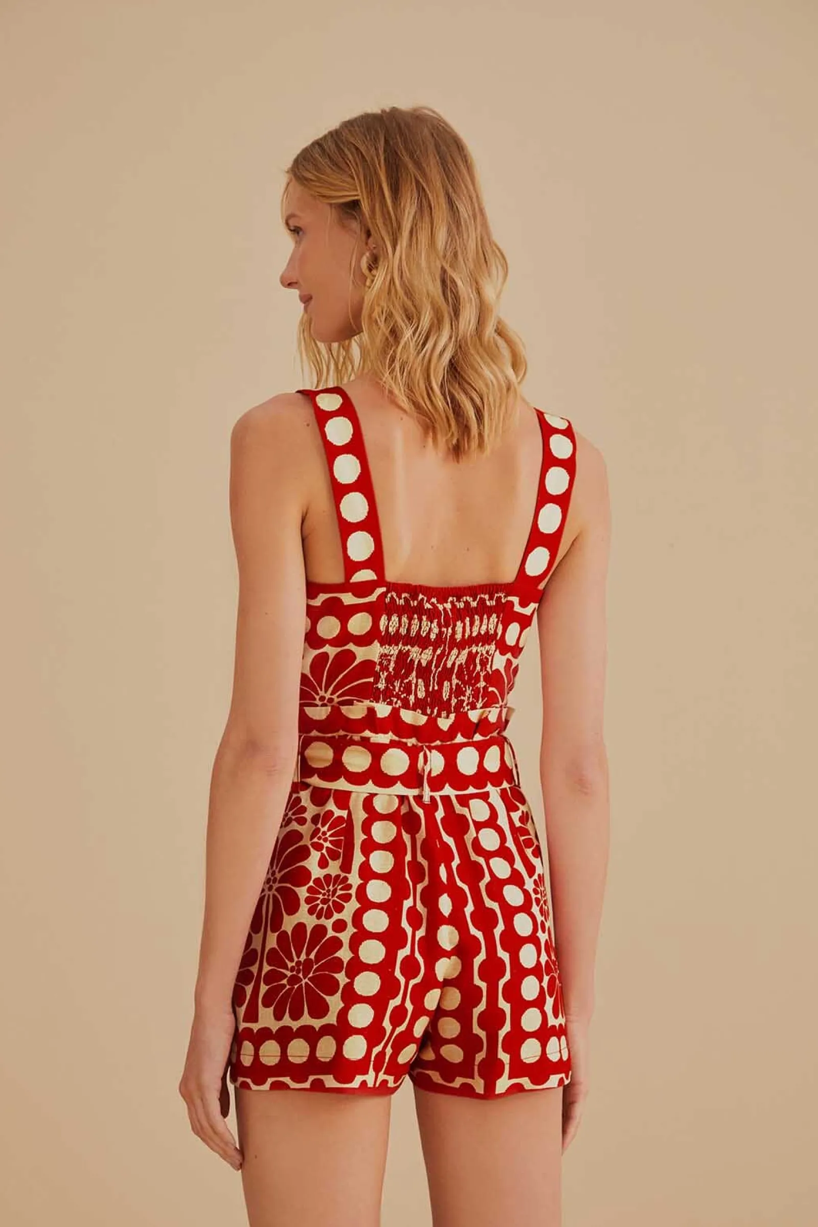 RED PALERMO SLEEVELESS ROMPER