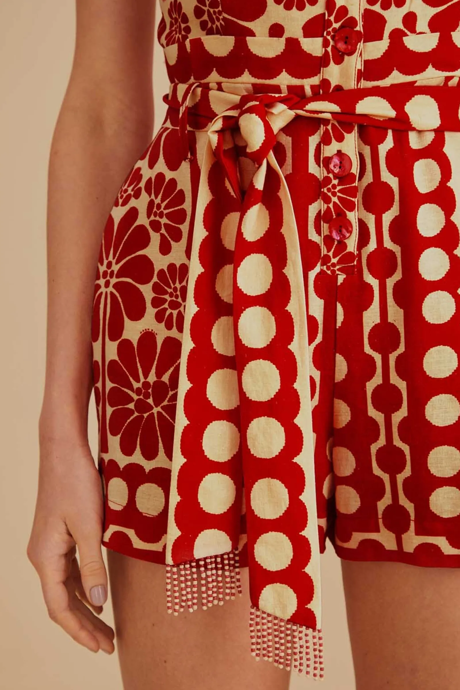 RED PALERMO SLEEVELESS ROMPER