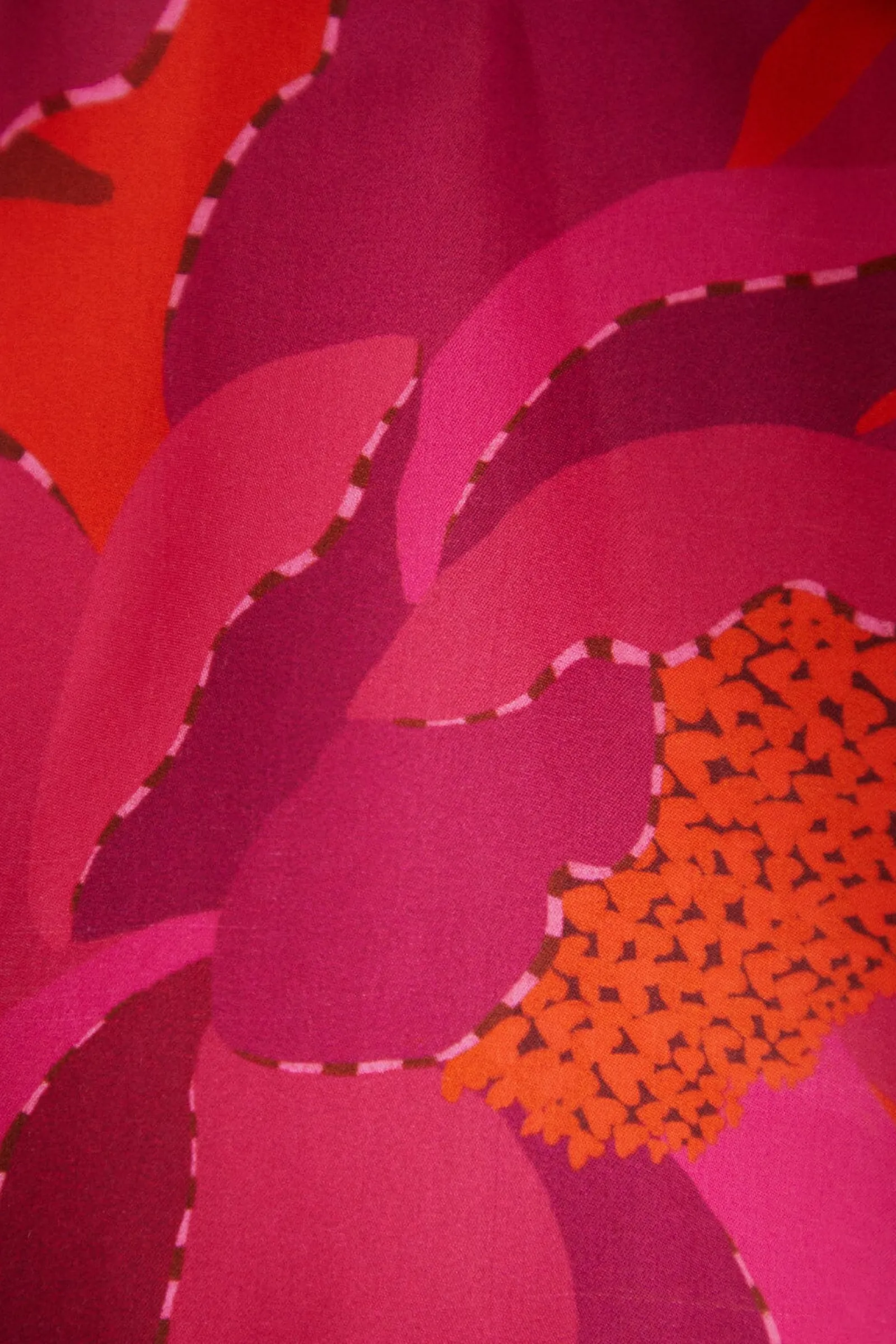 RED PEONY LONG SLEEVE MINI DRESS