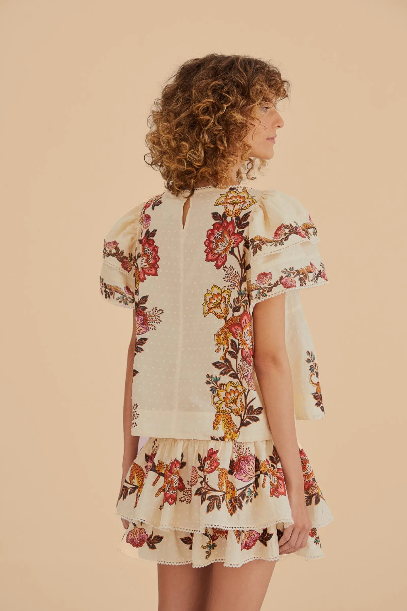 SAND LEOPARD FLOWERS BLOUSE