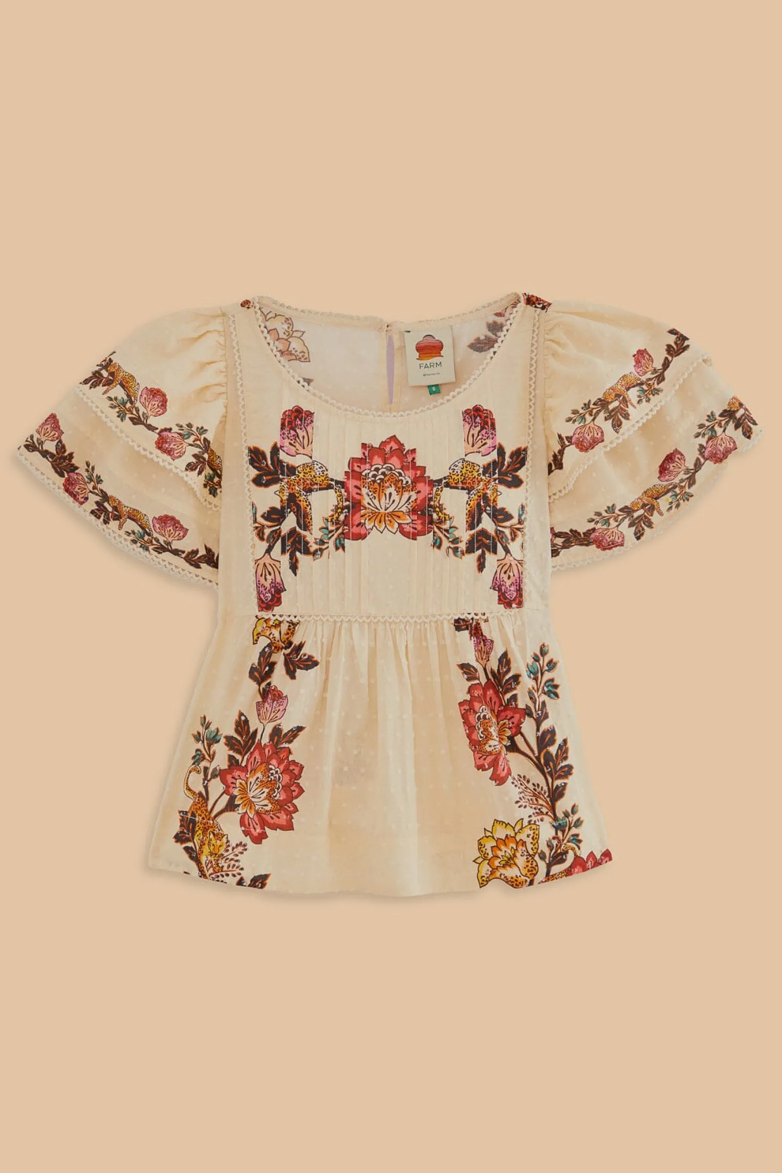 SAND LEOPARD FLOWERS BLOUSE