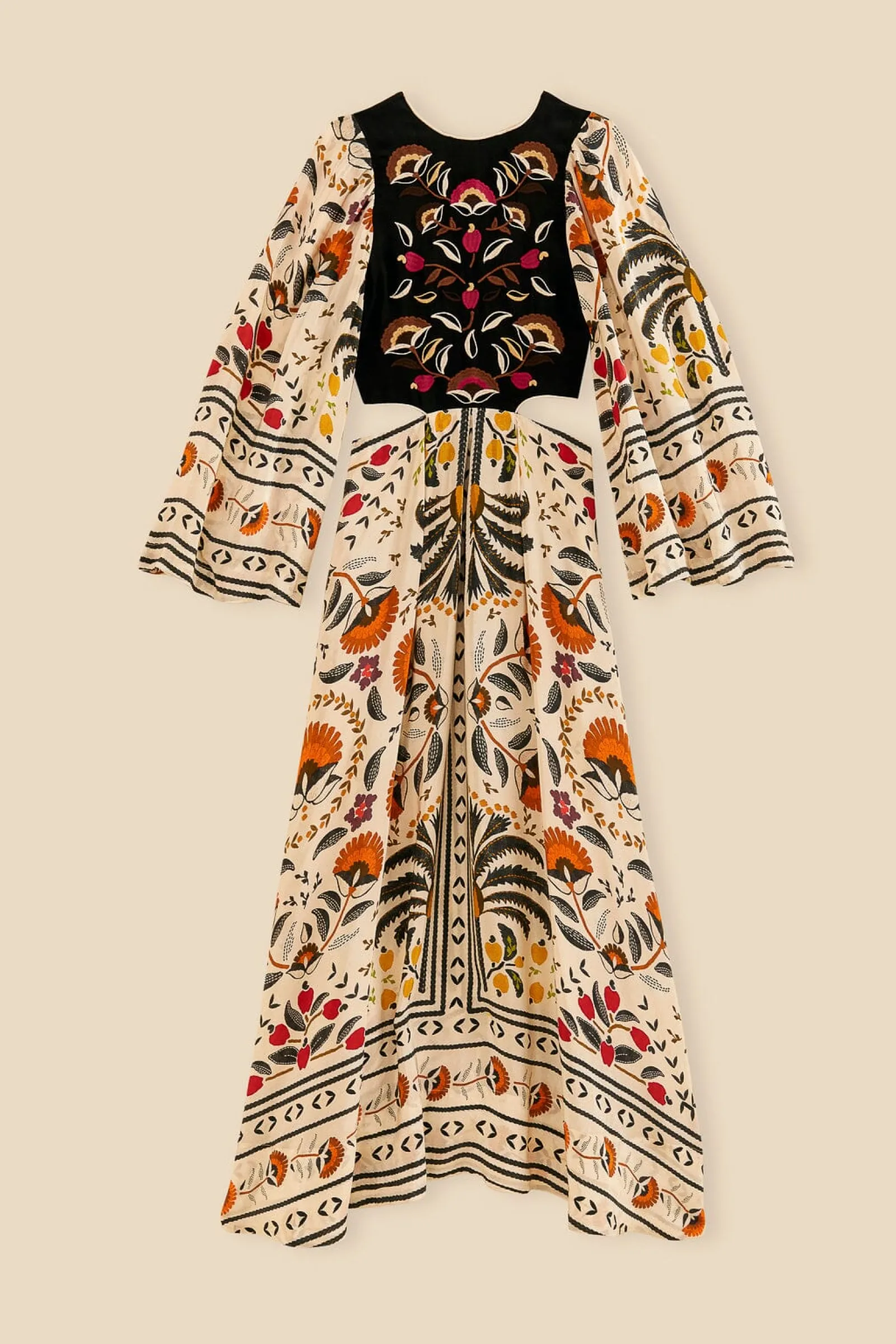 SAND PALMS PARADISE EMBROIDERED CUT OUT MIDI DRESS