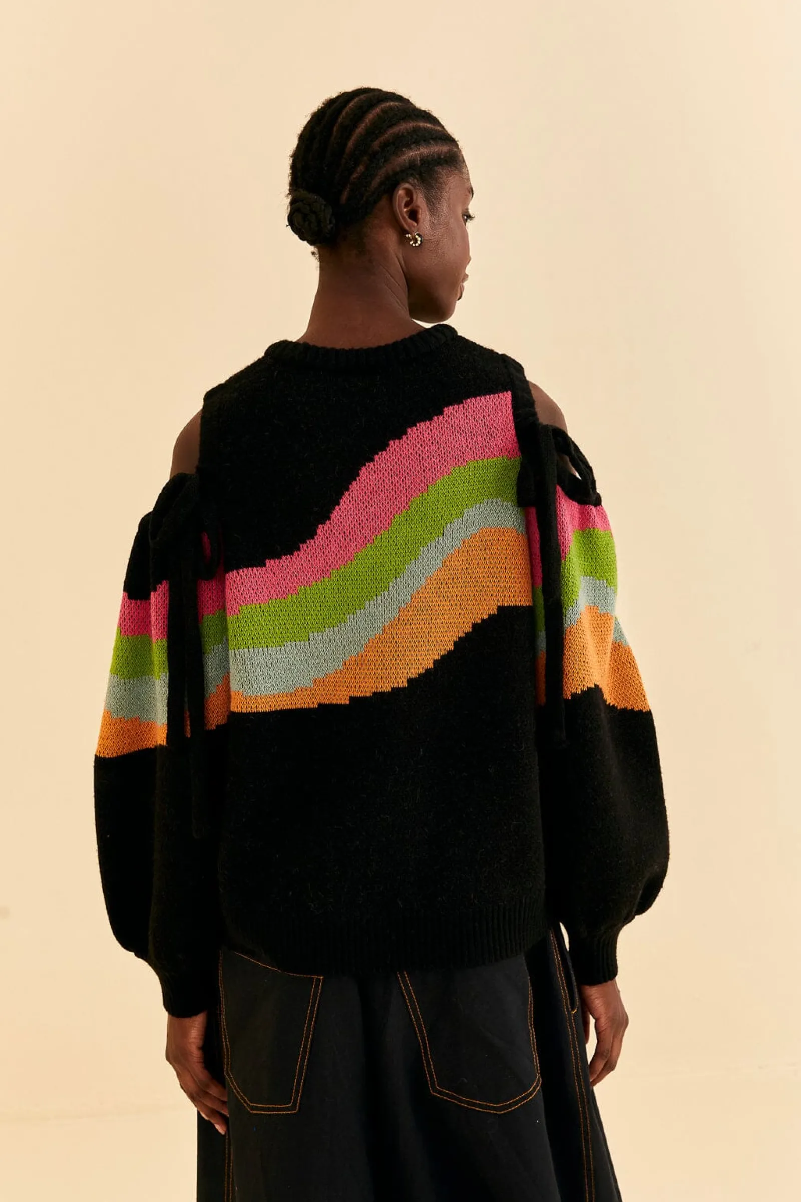 SHOULDER CUT OUTS KNIT SWEATER