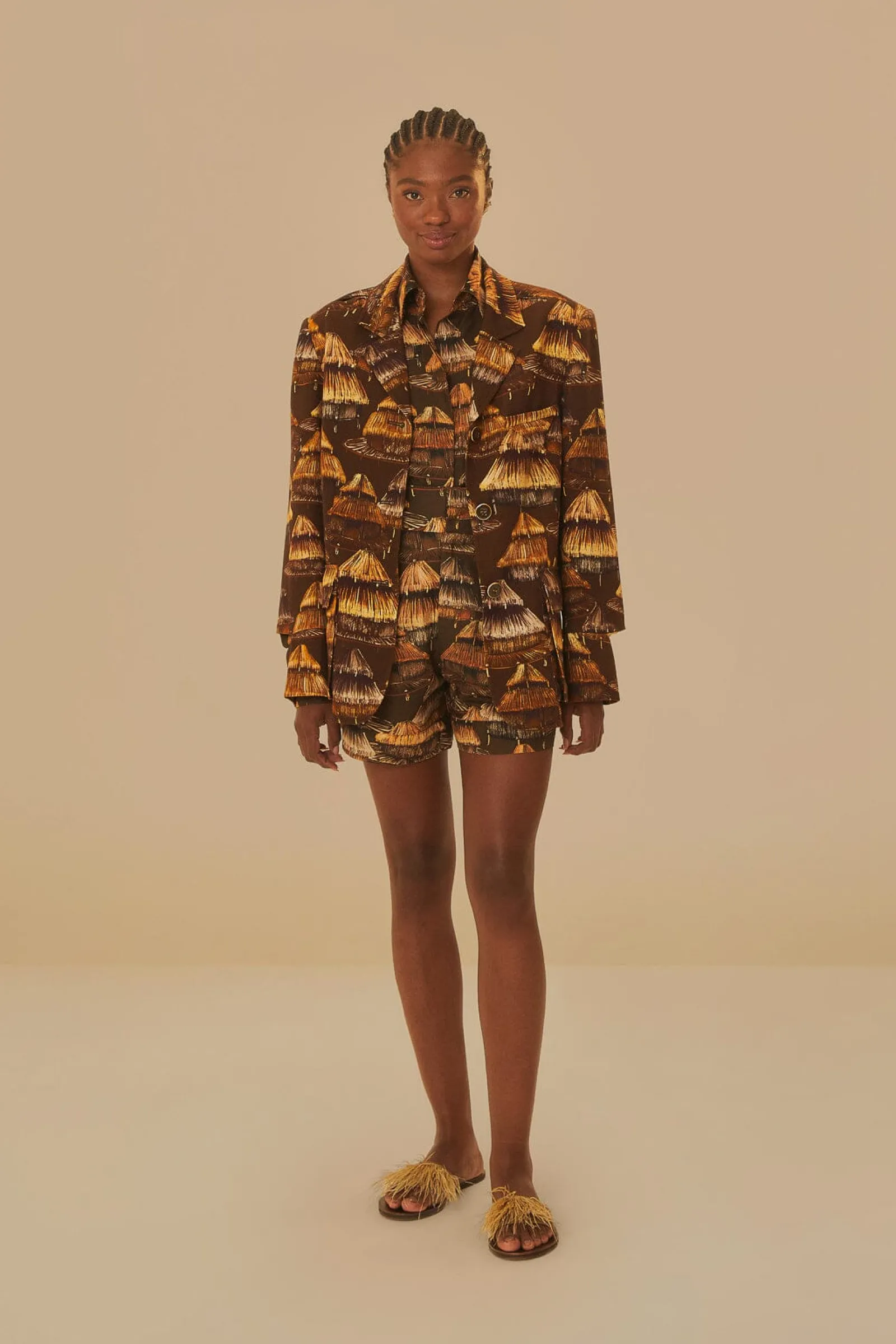 SHUHU BROWN CUT OUT BLAZER