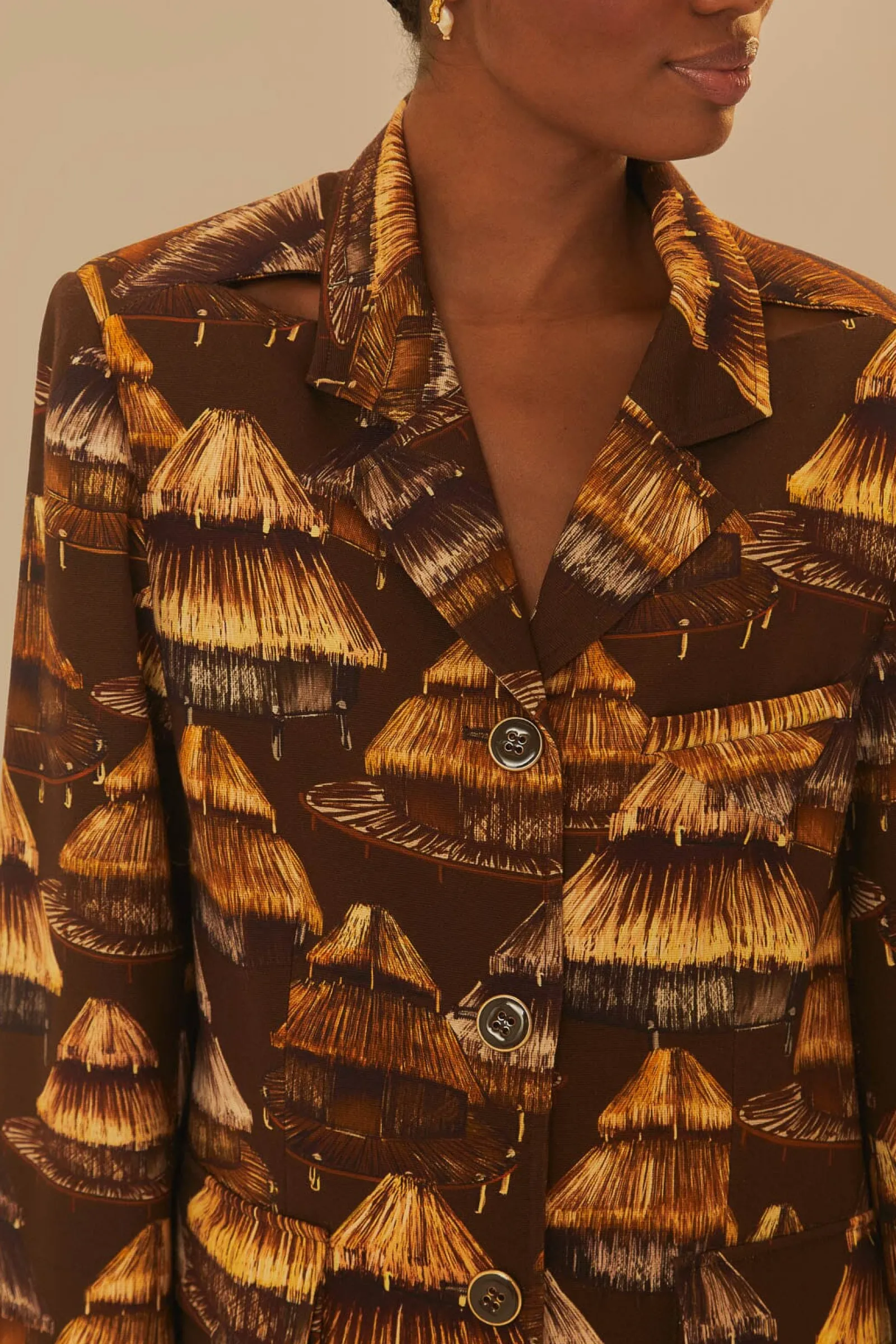 SHUHU BROWN CUT OUT BLAZER