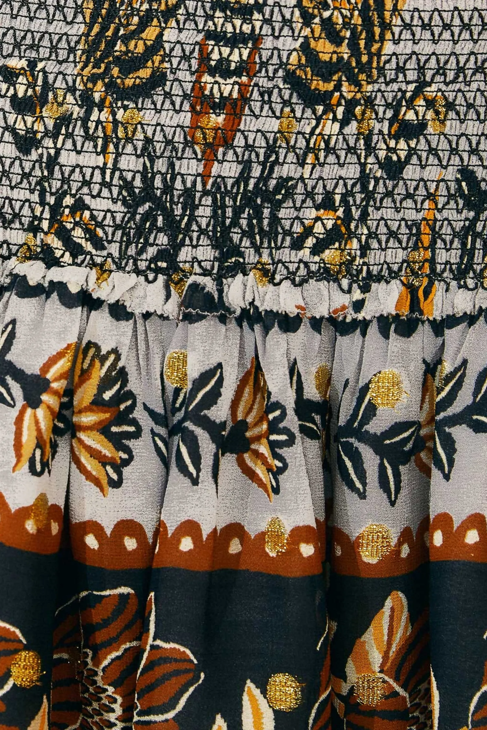 SILVER FLORAL TAPESTRY MINI DRESS