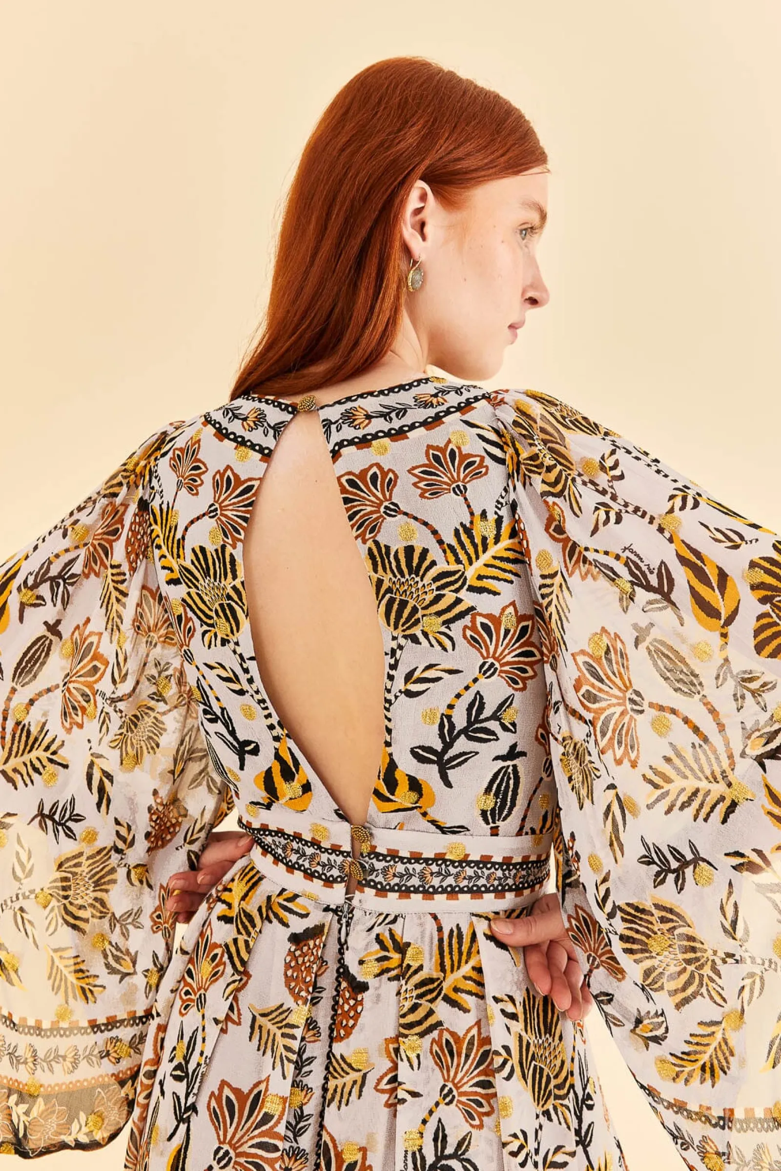 SILVER FLORAL TAPESTRY MAXI DRESS