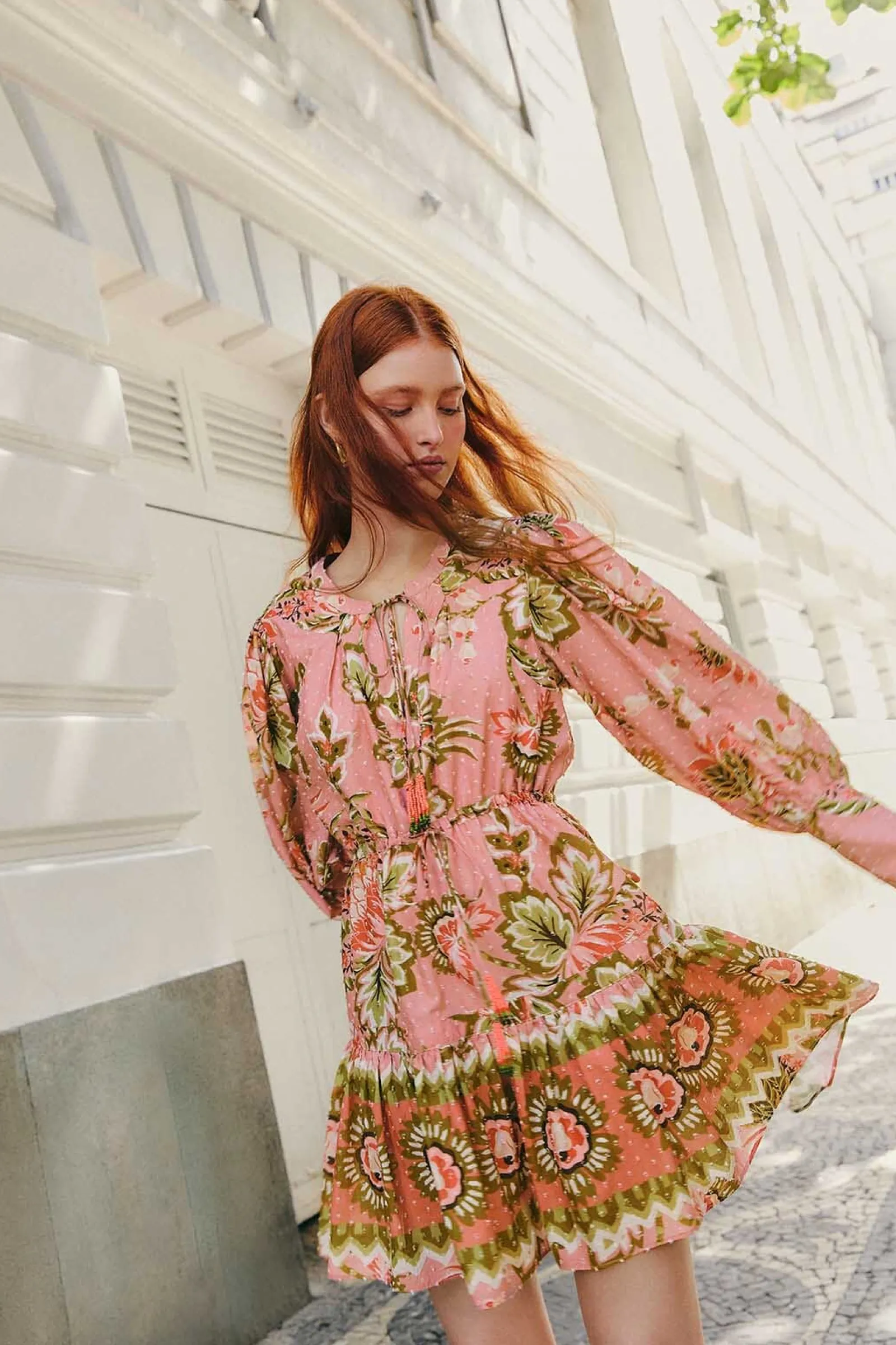 SOFT PINK AURA FLORAL MINI DRESS