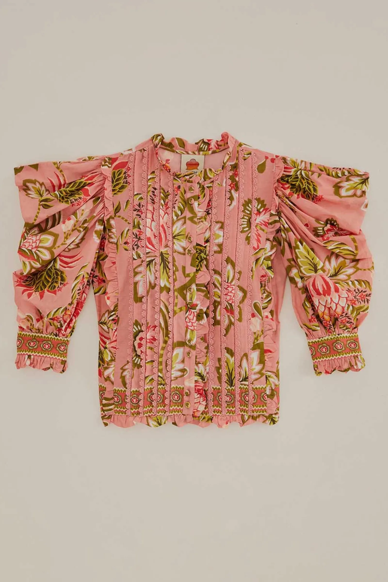 SOFT PINK AURA FLORAL SHORT SLEEVE BLOUSE