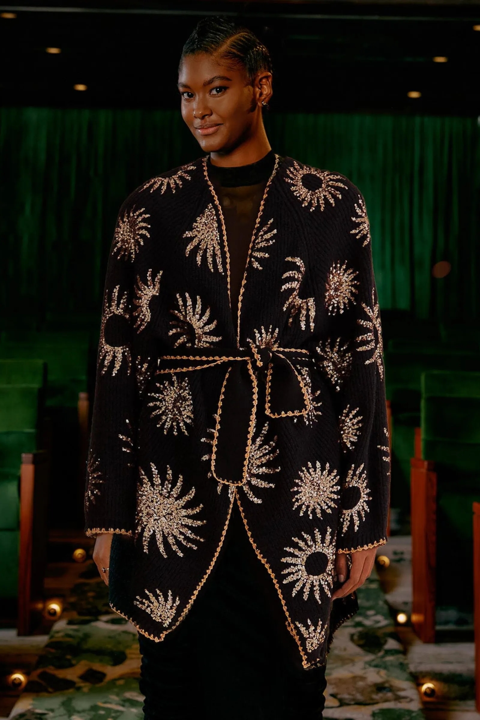  SUN SEQUIN EMBROIDERED KNIT CARDIGAN