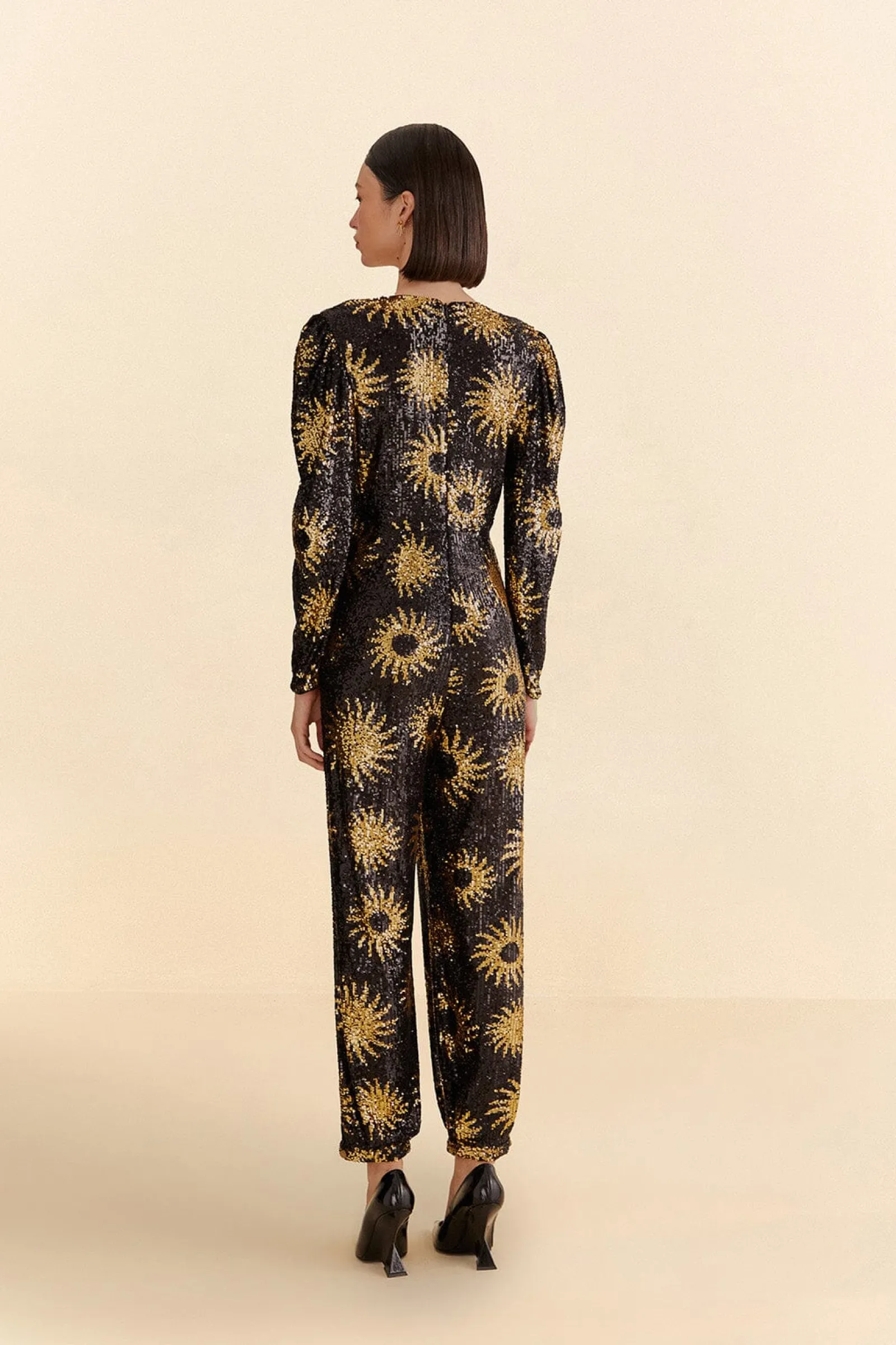 SUNNY MOOD SEQUIN V NECK JUMPSUIT