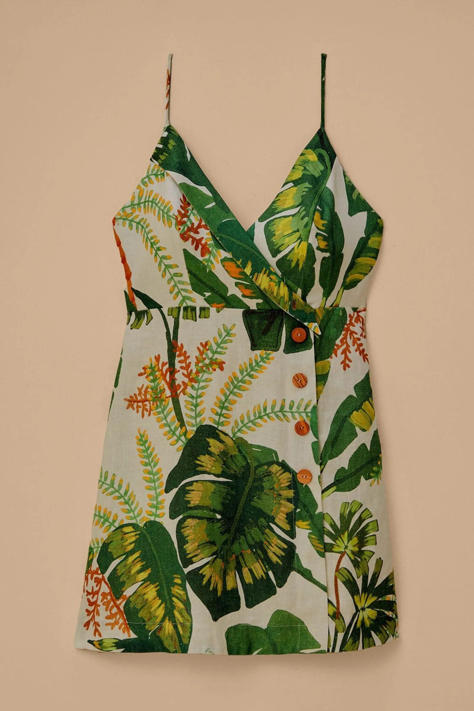 TROPICAL FOREST OFF-WHITE MINI DRESS