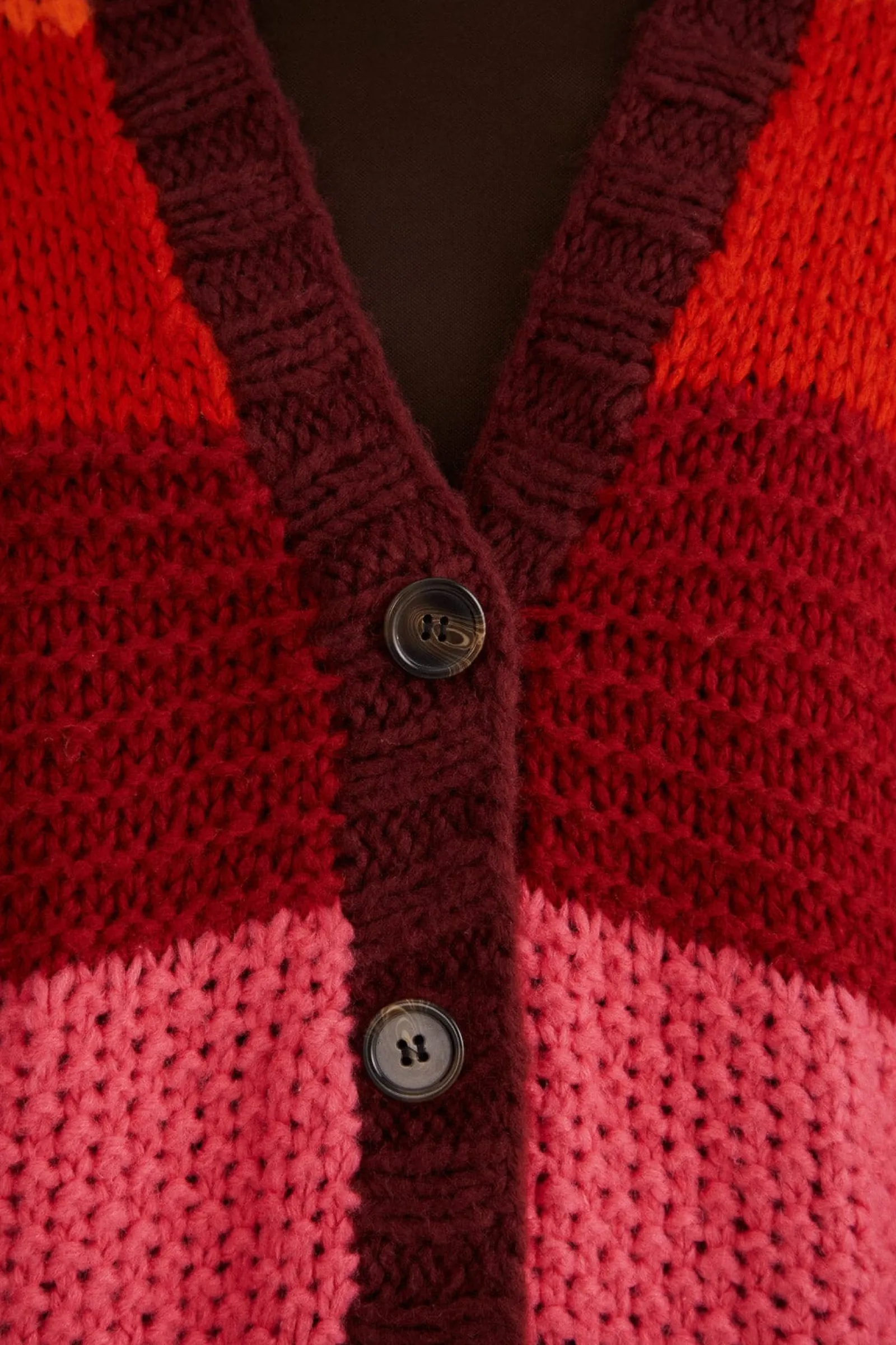 TROPICAL STRIPES MIDI KNIT CARDIGAN