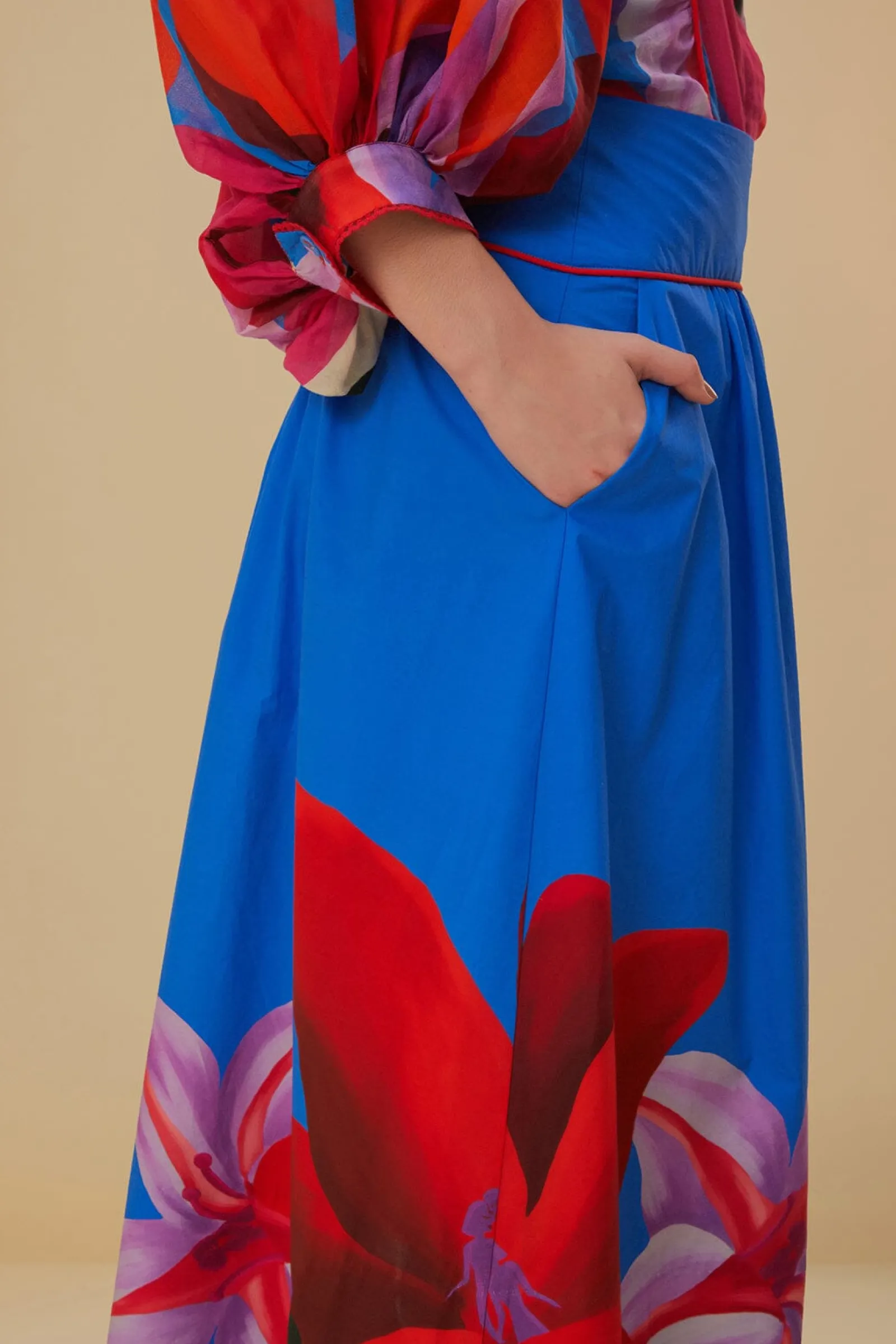  WATERCOLOR FLORAL BLUE MIDI SKIRT