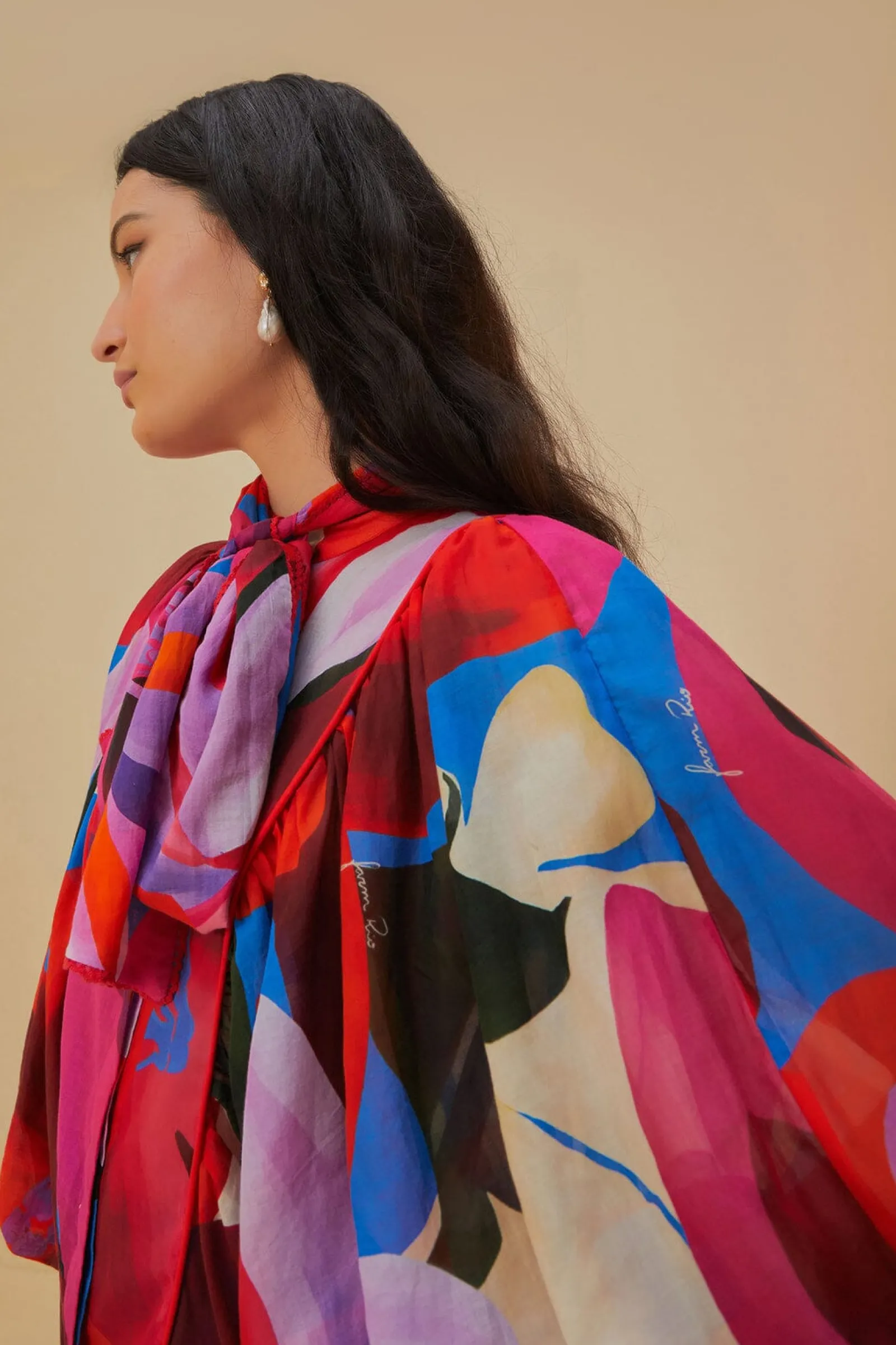  WATERCOLOR FLORAL BLUE LONG SLEEVE BLOUSE