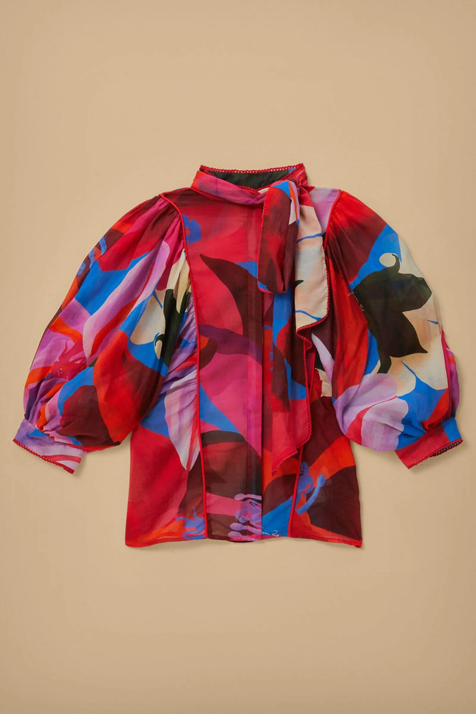  WATERCOLOR FLORAL BLUE LONG SLEEVE BLOUSE