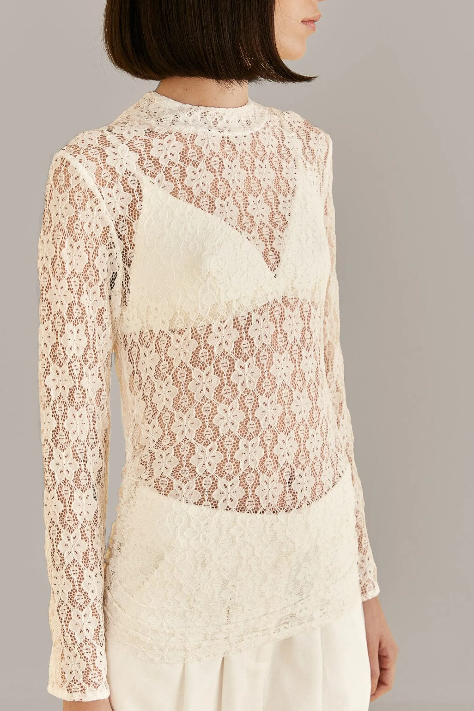 WHITE LACE LONG SLEEVE BLOUSE